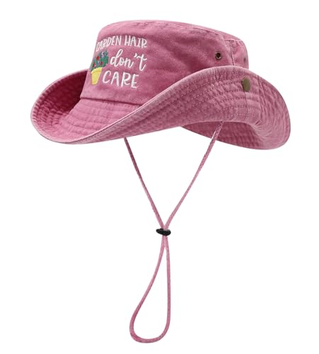 Sun Bucket Hat for Men Women Fishing Beach Safari Trendy Cotton Cowboy Cap for Golf Hiking Hunting Outdoor Boonie - color: Garden Pink