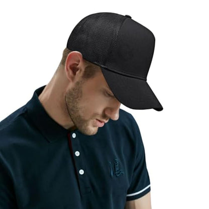 Oversize XXL Mesh Trucker Hat for Men Big Head High Crown Baseball Cap - color: Black