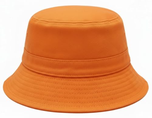 Premium Cotton Bucket Hat – Adjustable Size, Lightweight Sun Hat for Men & Women, Outdoor Summer Travel & Beach - color: Orange