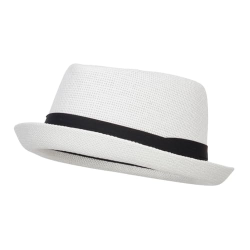 Big Size Solid Upbrim Pork Pie Fedora - color: White, size: X-Large