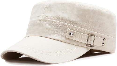 Unisex Army Cadet Cap Military Flat Top Basic Baseball Caps - color: White