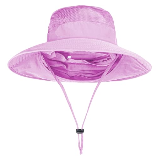 ZOORON Sun Hats for Men Women with Neck Flap Fishing UPF 50+ UV Protection - color: Purple