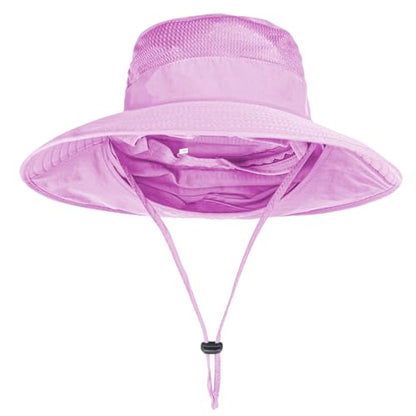 ZOORON Sun Hats for Men Women with Neck Flap Fishing UPF 50+ UV Protection - color: Purple