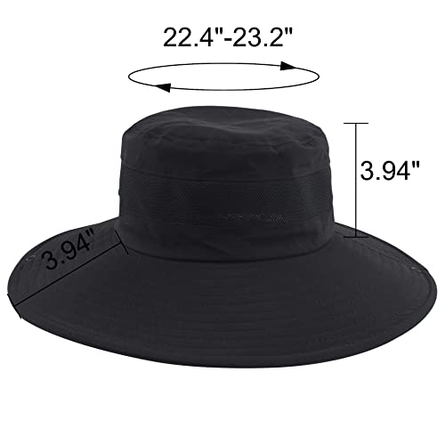 Muryobao Men's Boonie Hat UPF 50+ Summer Sun Hat UV Protection Wide Brim Waterproof Bucket Hat for Beach Fishing Cap - color: Black