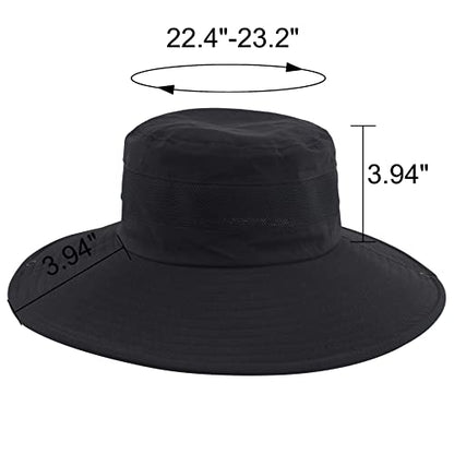 Muryobao Men's Boonie Hat UPF 50+ Summer Sun Hat UV Protection Wide Brim Waterproof Bucket Hat for Beach Fishing Cap - color: Black