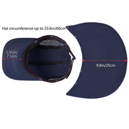 BASSDASH UPF 50+ Fishing Hat, Baseball Cap with Removable Neck Flap - color: Dark Blue With Foldable Brim