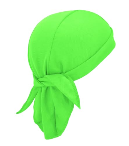 Sweat Wicking Do Rags Skull Caps, Cooling Hip Hop Hat, Beanie Durag Motorcycle Head Wrap Doo Rag Liner for Men Women - color: Neon Green