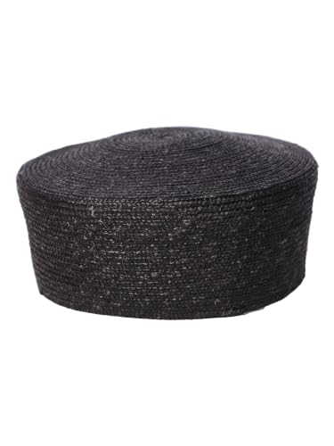 HIMESPORT Straw Pillbox Hats for Women Ladies Elegant Wedding Formal Church Tea Party Cocktail Hat - color: Black