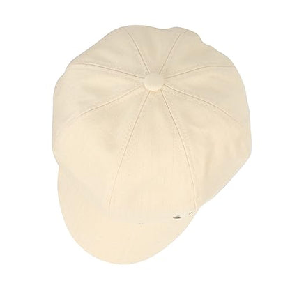 Women Cotton Blend Newsboy Cap Cabbie Paperboy Painter Visor Hat - color: Beige