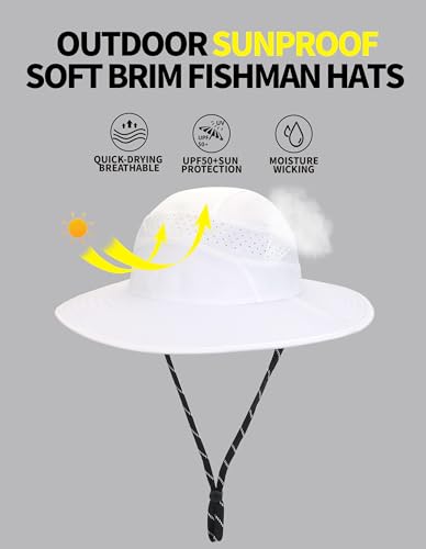 Sun Hats for Women Outdoor Wide-Brimmed Fisherman's Hat White