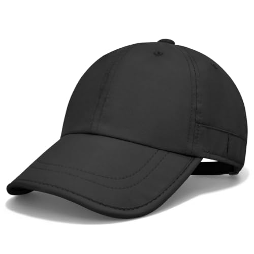 Baseball Cap Unstructured Athletic Golf Cap Soft-Brim Foldable Hat - color: Black