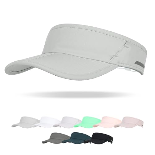 Sun Visor Caps Foldable Brim Adjustable Visor Hats for Women Men - color: 2# Lightgrey