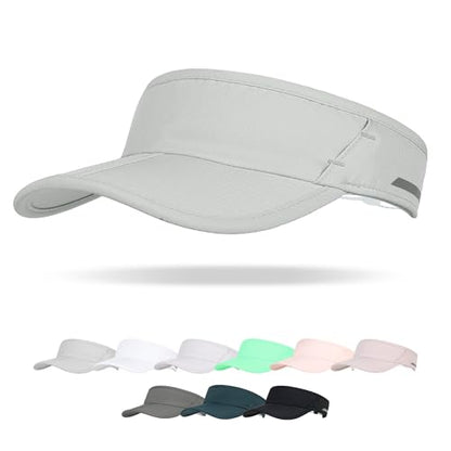 Sun Visor Caps Foldable Brim Adjustable Visor Hats for Women Men - color: 2# Lightgrey