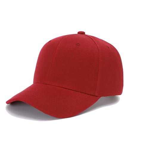 ZH Plain Adjustable Baseball Cap - Lot of 12 Unisex Blank Design Caps - color: Red