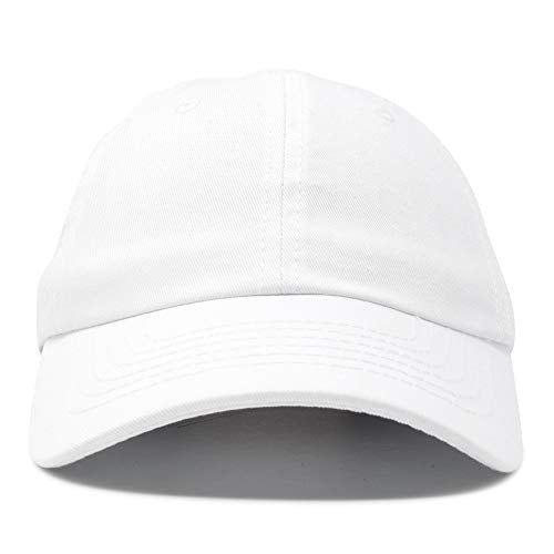 DALIX Baseball Cap Dad Hat Plain Men Women Cotton Adjustable Blank Unstructured Soft - color: White