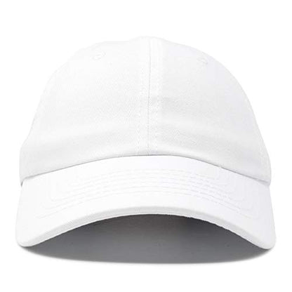 DALIX Baseball Cap Dad Hat Plain Men Women Cotton Adjustable Blank Unstructured Soft - color: White