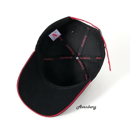 Sandwich Brim High Crown Baseball Cap – Logo-Free – Deep Fit Structured Hat for Men & Women – Minimalist Design - color: Black / Red