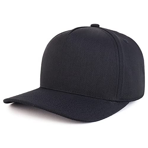 Trendy Apparel Shop Premium High Crown Cotton 5 Panel Pro Style Cap - color: Black