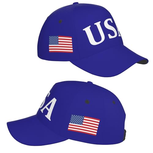 American Flag Baseball Caps Embroiderred USA Flag Patriotic Dad Hat Adjustable Trucker Hats for Men Women - color: Usa Flag Blue 3