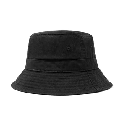 Hot Summer Bucket Hat - Trendy Cotton Sun Hat for Beach, Golf, Fishing - color: Black