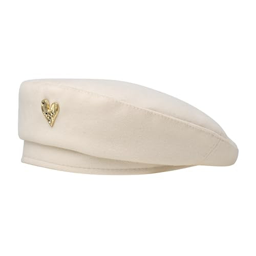 CHIC DIARY French Cotton Beret Hat for Women Adjustable Winter Beret Cap - color: Beige - One Size