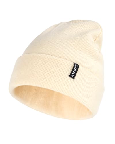 Zylioo XXL Beanie for Men,Big Head Winter Knit Hat,Stretch Warm Skull Cap - color: Beige, size: X-Small-Small