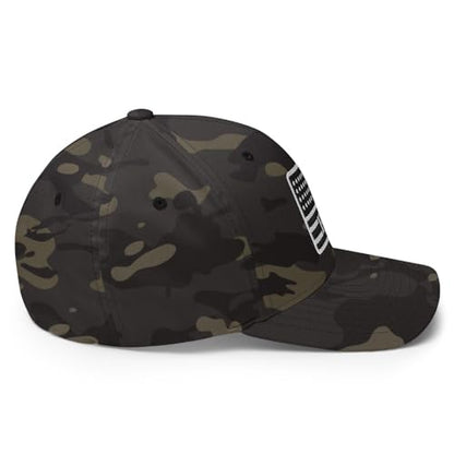 FX FAFO USA Flag Fitted Hat Embroidered Curved Bill Mid Crown Closed-Back Structured Twill Cap - color: Multicam Black, size: Large-X-Large