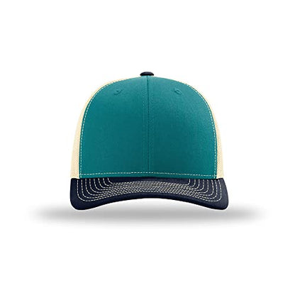 Richardson 112 Classic Six-Panel Adjustable Snapback Trucker Cap - color: Blue Teal/Birch/Navy