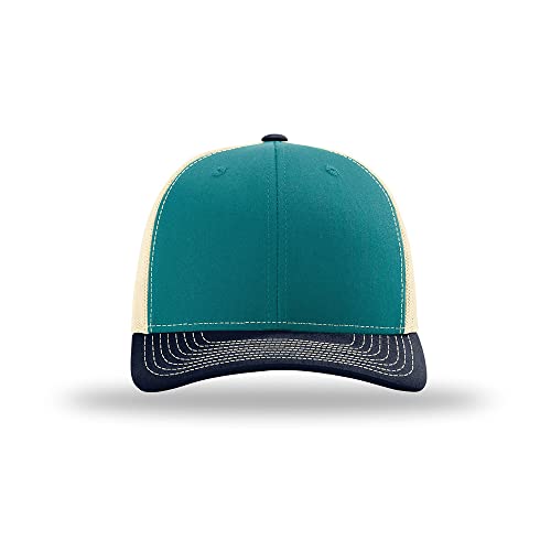 Richardson 112 Classic Six-Panel Adjustable Snapback Trucker Cap - color: Blue Teal/Birch/Navy