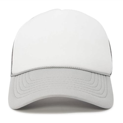 DALIX Two Tone Trucker Hat Summer Mesh Cap with Adjustable Snapback Strap - color: Grey White, size: One Size
