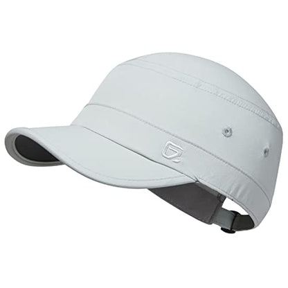 GADIEMKENSD Stretch Army Cap Cadet Military Hats Flat Top Baseball Cap Short Bill Breathable - color: Light Gray