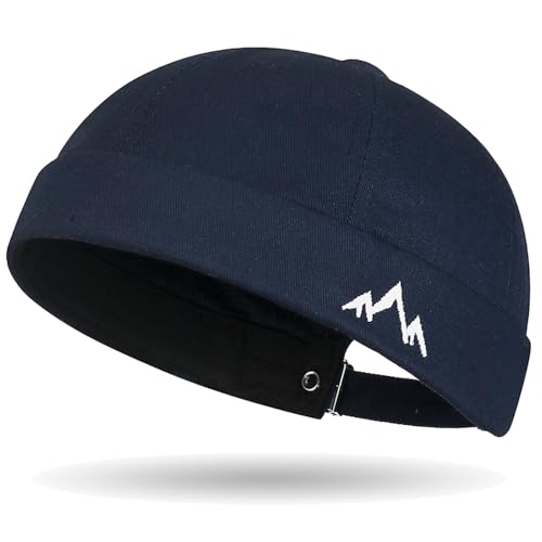 Outdoor Brimless Hat for Men Women, Adjustable Rolled Cuff Skull Cap - color: 2#navy Blue