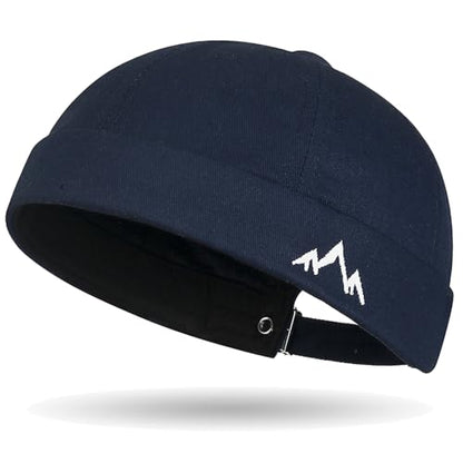Outdoor Brimless Hat for Men Women, Adjustable Rolled Cuff Skull Cap - color: 2#navy Blue