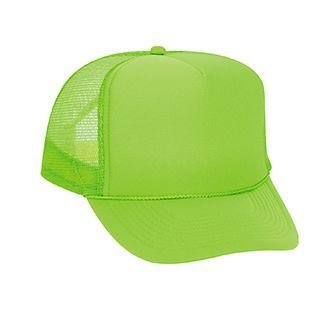 OTTO Neon Polyester Foam Front 5 Panel High Crown Mesh Back Trucker Hat - color: N. Green