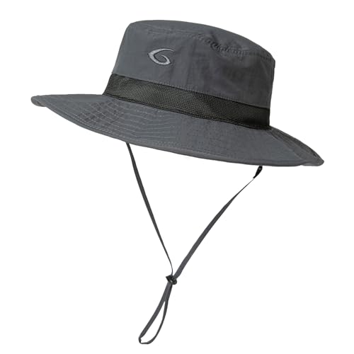 TOP-EX Oversized Waterproof Mesh Sun Hat for Big Heads with Wide Brim - color: Dark Grey-2.7"brim, size: Medium-Large
