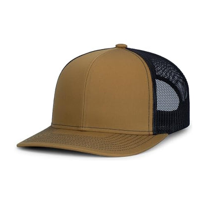 Pacific Headwear Contrast Stitch Trucker Snapback - color: Buck/Light Charcoal/Buck