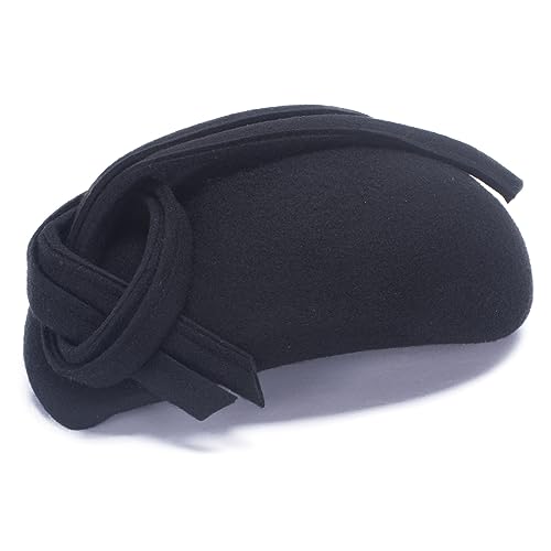 Lawliet Black Teardrop Women Felt Fascinator Tam Beret Casque Cocktail Hat A572 - color: Black