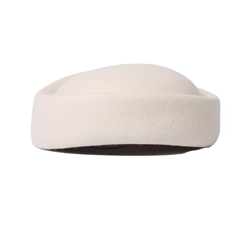 Small Top Hats for Women Elegant Millinery Beret Wool Felt Fedoras Ladies Wedding Bride Church 2024 Winter Hat - color: White