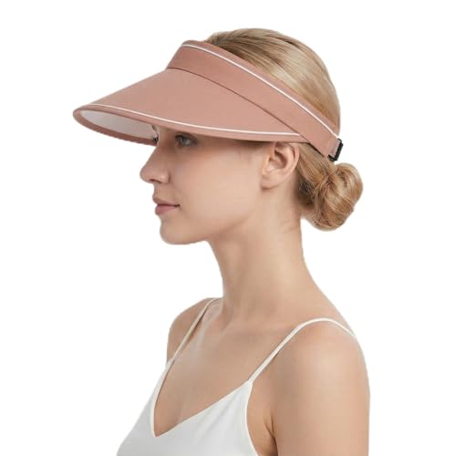 baotongle Sun Visors for Women Wide Brim Clip on Visor Hats Adjustable UV Protection Summer Cap for Golf Beach Outdoor Sports - color: Pink