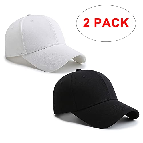 PFFY 2 Packs Baseball Cap Golf Dad Hat for Men and Women - color: Black+white