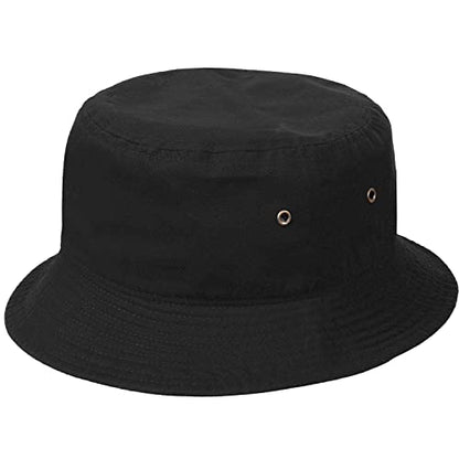 Falari Men Women Unisex Cotton Bucket Hat 100% Cotton Packable for Travel Fishing Hunting Summer Camp - color: Black, size: Small-Medium