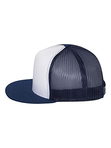 Yupoong Flexfit 6006,6006T,6006W 5 Panel Classic Trucker Snapback Hat Cap - color: Navy/ White/ Navy