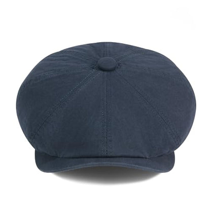BOTVELA Men's Newsboy Gatsby Hat Cotton Cabbie Cap - color: Navy, size: 7 3/4