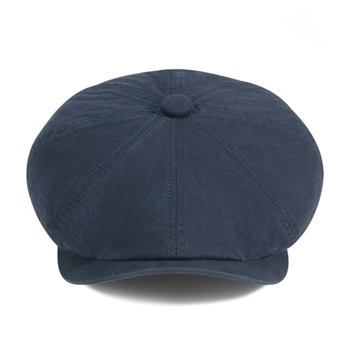 BOTVELA Men's Newsboy Gatsby Hat Cotton Cabbie Cap - color: Navy, size: 7 3/4