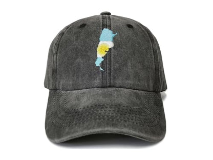 America State City Flag Hats - color: Argentina Flag (Washed Black)