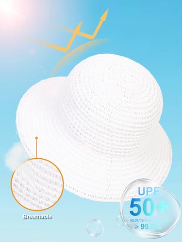 sy soul young Women's Straw Sunhat Wide Brim Hand Woven Beach Bucket Hat - color: White