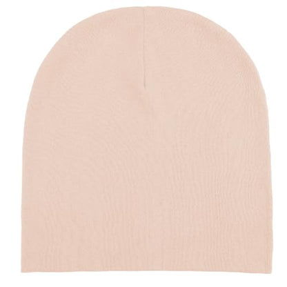 Thin 100% Cotton Fine-Knit Beanie Hat Slouchy Soft Chemo Skull Cap - color: 1-pink