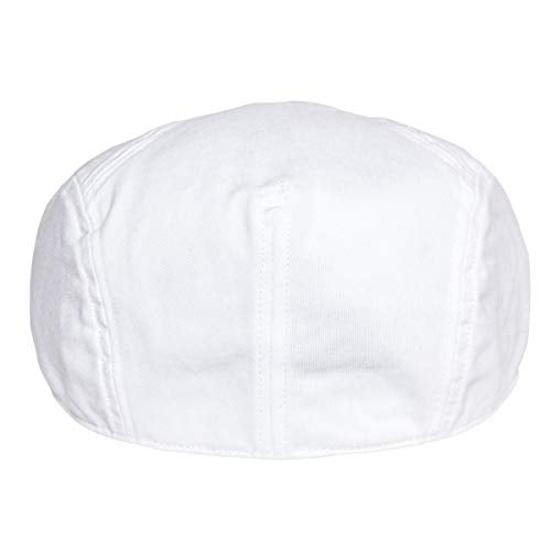 BOTVELA Men Cotton Twill Newsboy Flat Hat Fitted Cap - color: White, size: 7 3/8