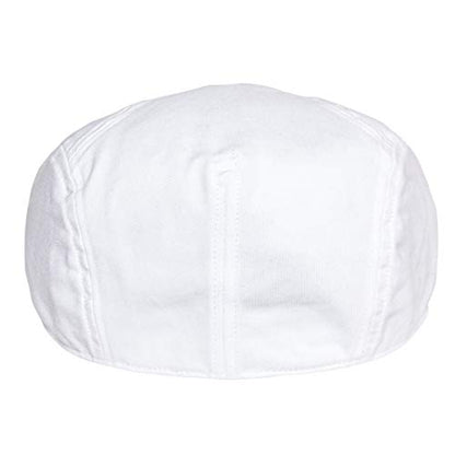 BOTVELA Men Cotton Twill Newsboy Flat Hat Fitted Cap - color: White, size: 7 3/8