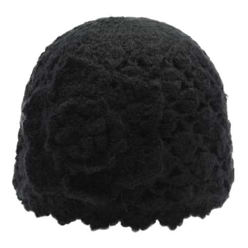 ZLYC Women Winter Crochet Knit Floral Beanie Hat - color: Camellia White, size: One Size